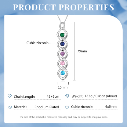 Collar de lazos con 2-5 nombres y piedras de nacimiento personalizados-Jessemade ES