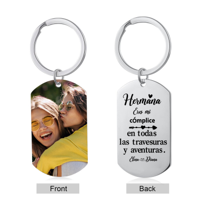 A mi hermana - Llavero con 2 nombres personalizados con foto-Jessemade ES