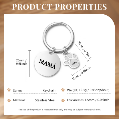 A mi familia - Llavero con 1 nombre personalizado en pata con texto-Jessemade ES