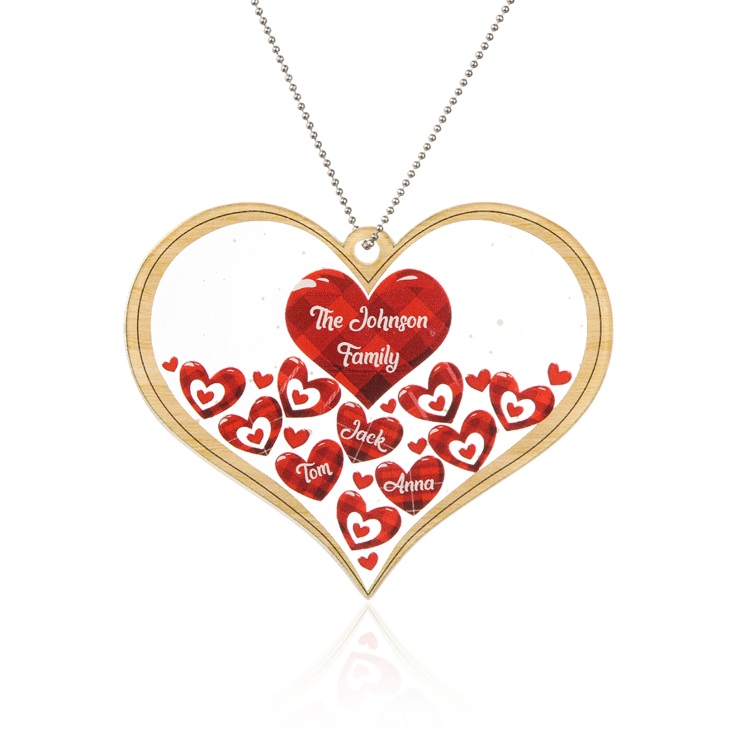 Navidad-Ornamento navideño de acrílico corazones con 3 nombres y 1 texto personalizados