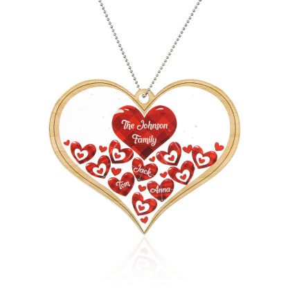 Navidad-Ornamento navideño de acrílico corazones con 3 nombres y 1 texto personalizados