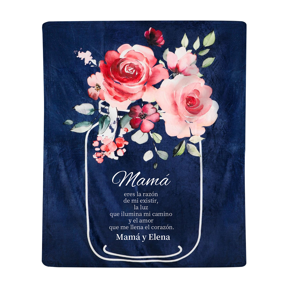 A mi mamá-Manta de buen calidad con frase amoroso y personalizada con 1 texto-Jessemade ES