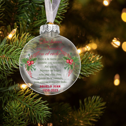 Bola navideña conmemorativa Adorno de Navidad 2 textos personalizados con pluma -Jessemade ES