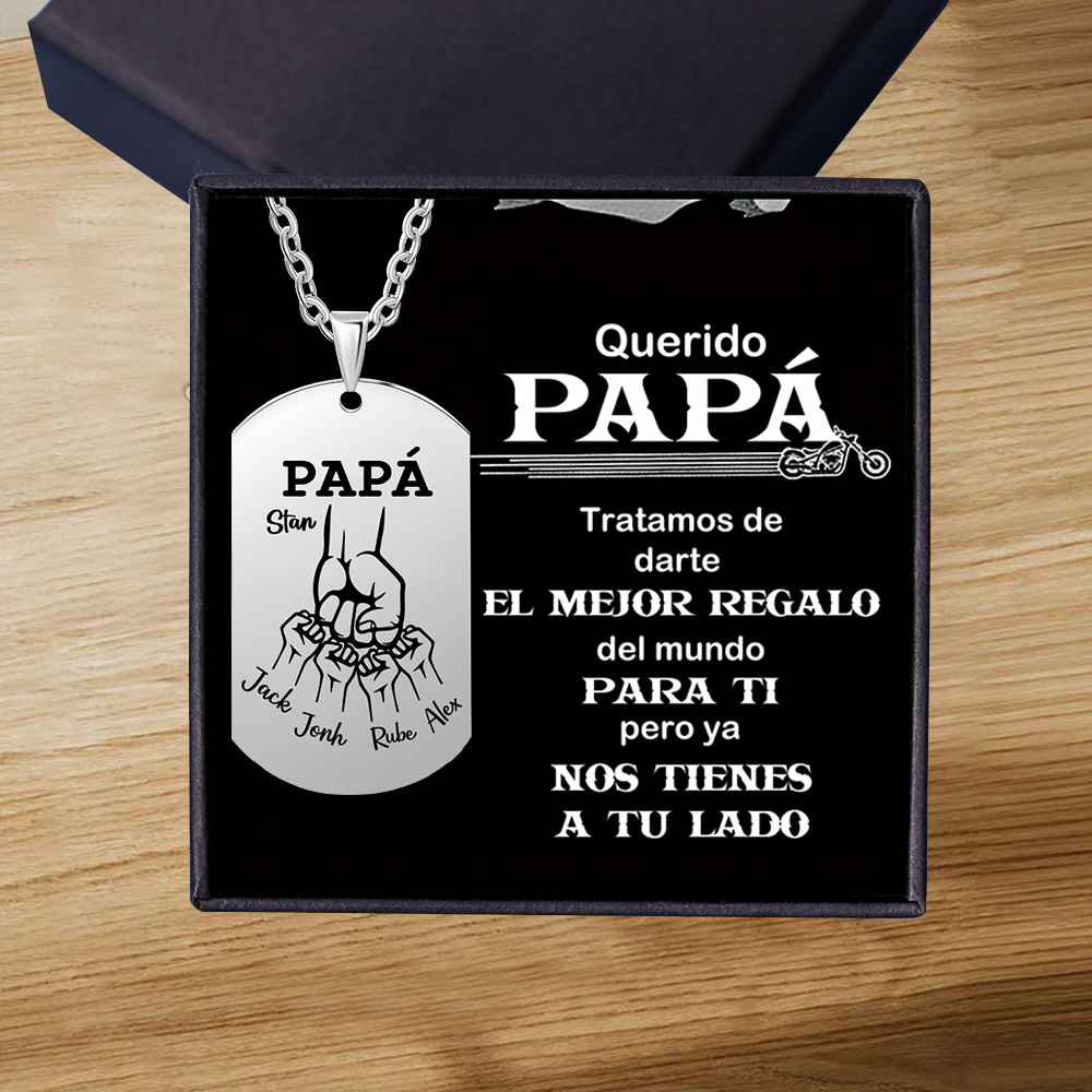 A MI PAPÁ-Collar 2-6 nombres personalizados de placa puño con puño-Jessemade ES
