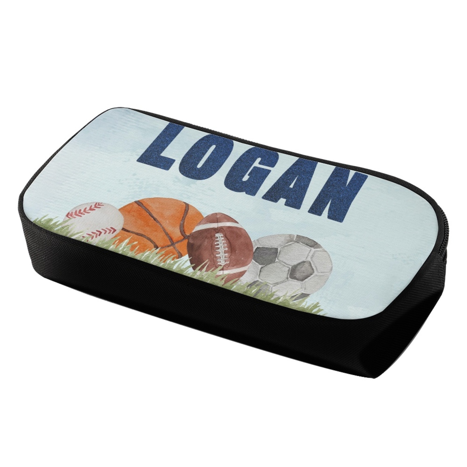 Estuche personalizado con nombre con diseños coloridos de pelota para niños