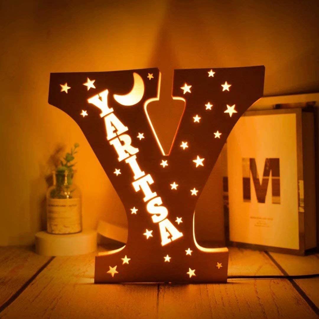 Lámpara 3D Ilusión Luz de Noche LED 26 Letras con 1 nombre personalizado-Jessemade ES