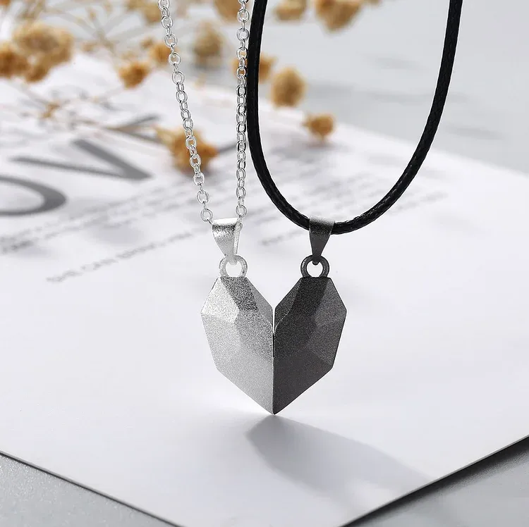 A mi amor-Collares personalizados para pareja con dije de corazón de rompecabezas magnético grabado de dos letras-Jessemade ES