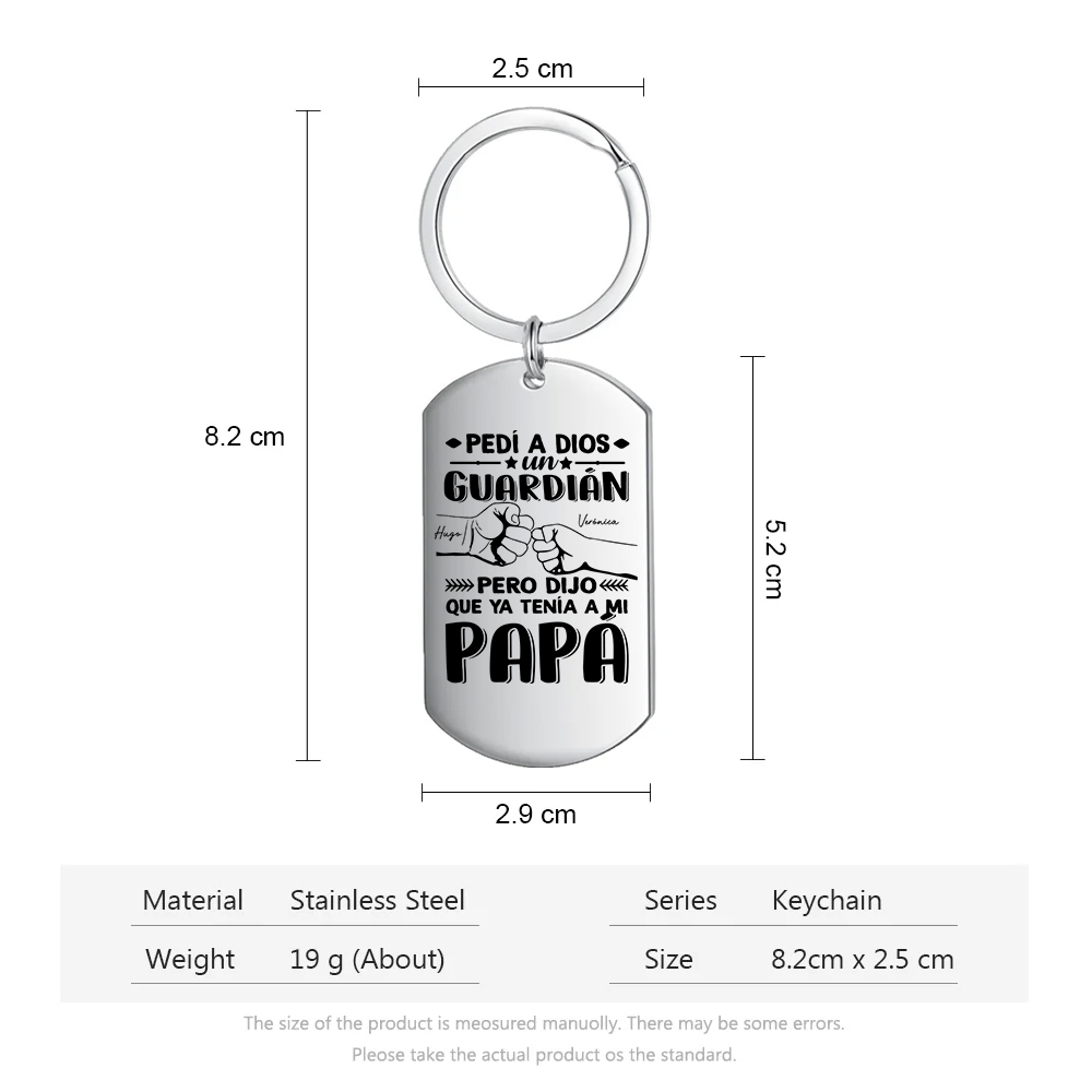 A mi papá-Llavero Personalizado PAPÁ MI GUARDIÁN 2 Nombres-Jessemade ES