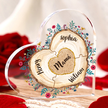 A mi mamá/abuela-Placa de acrílico "Corazones" en forma de corazón 4 nombres personalizados-Jessemade ES
