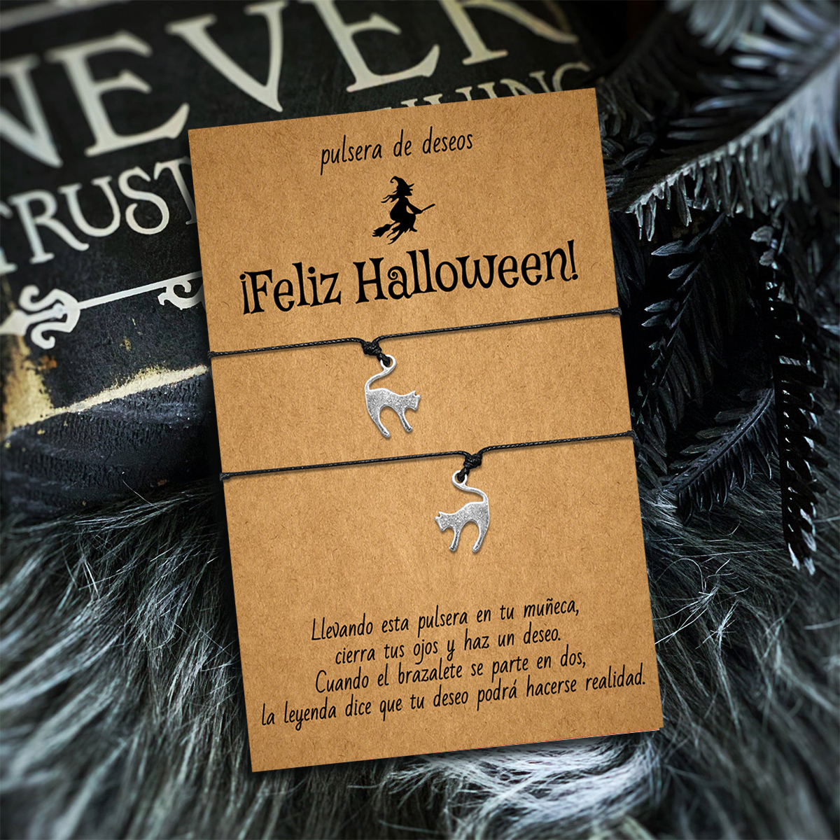 Pulsera de deseos-Unidad de 2 pulseras de gato🐈 ¡Feliz Halloween!-Jessemade ES
