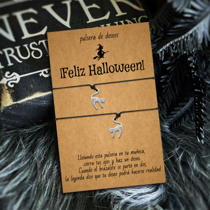 Pulsera de deseos-Unidad de 2 pulseras de gato🐈 ¡Feliz Halloween!-Jessemade ES