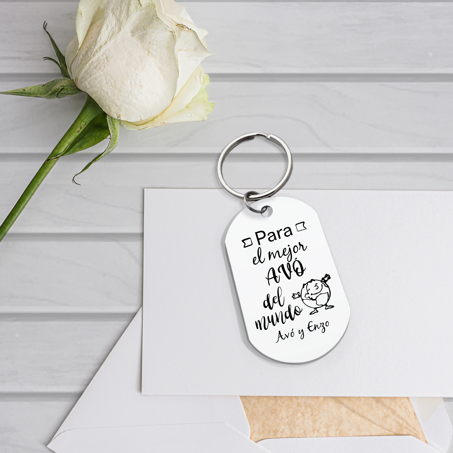 A mi abuelo-Llavero catalán EL MEJOR AVÓ DEL MUNDO personalizado con 1 texto-Jessemade ES