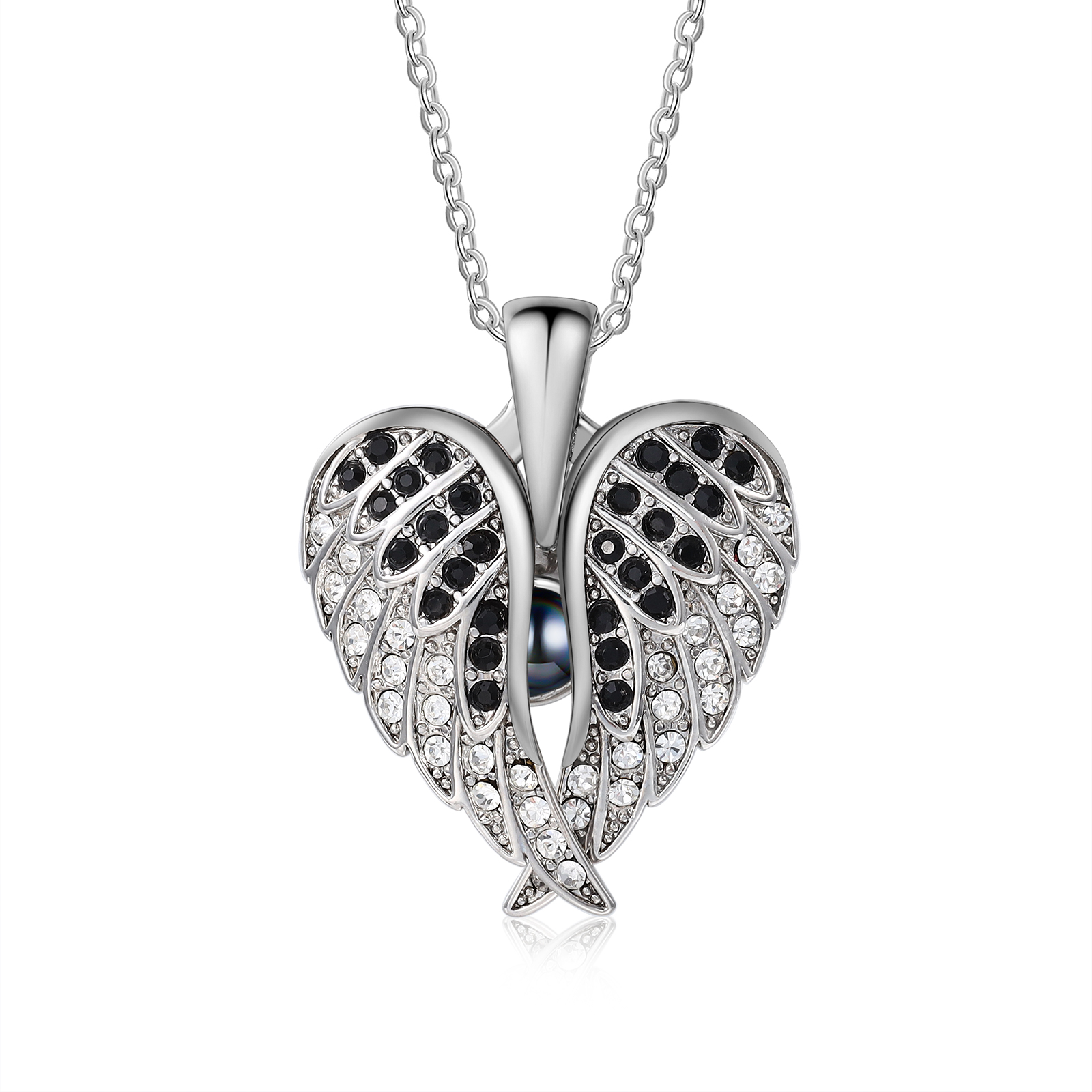 Collar de alas de ángel abiertas personalizado con 1 foto en proyección-Jessemade ES