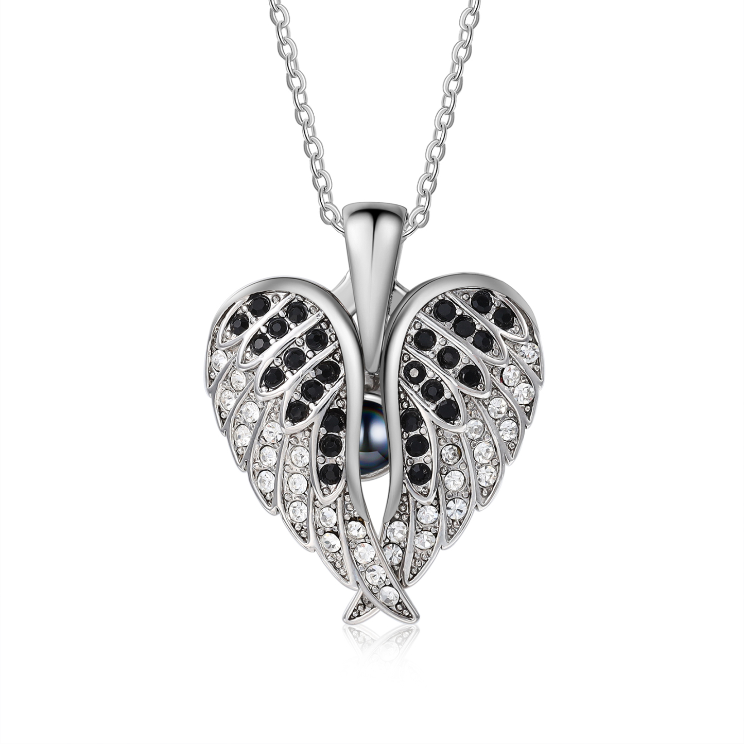 Collar de alas de ángel abiertas personalizado con 1 foto en proyección-Jessemade ES