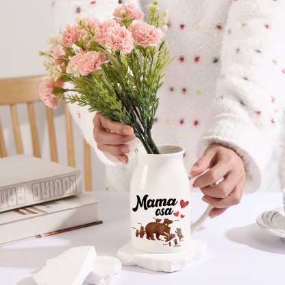 Florero de cerámica mamaosa y sus bebés 2-8 nombres personalizados con texto decoración del hogar-Jessemade ES