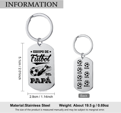 A mi papá-Llavero 1-7 Nombres Personalizados EQUIPO DE FÚTBOL DEL PAPÁ-Jessemade ES