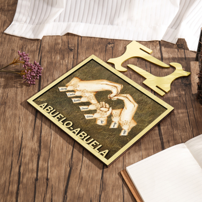 A mi abuela/abuelo-Adorno 2-8 nombres personalizados decoración de madera mano con mano-Jessemade ES