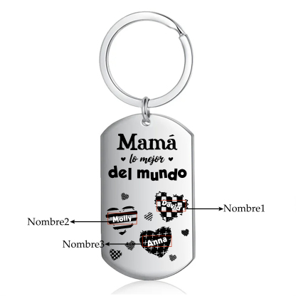 A mi mamá-Llavero 1-6 Nombres Personalizados CORAZONES-Jessemade ES