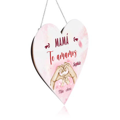 A mi mamá/abuela-Lámpara Colgante Personalizada con 2-5 Nombres y 2 Textos "mano a mano" 3D Ilusión Luz de Noche-Jessemade ES