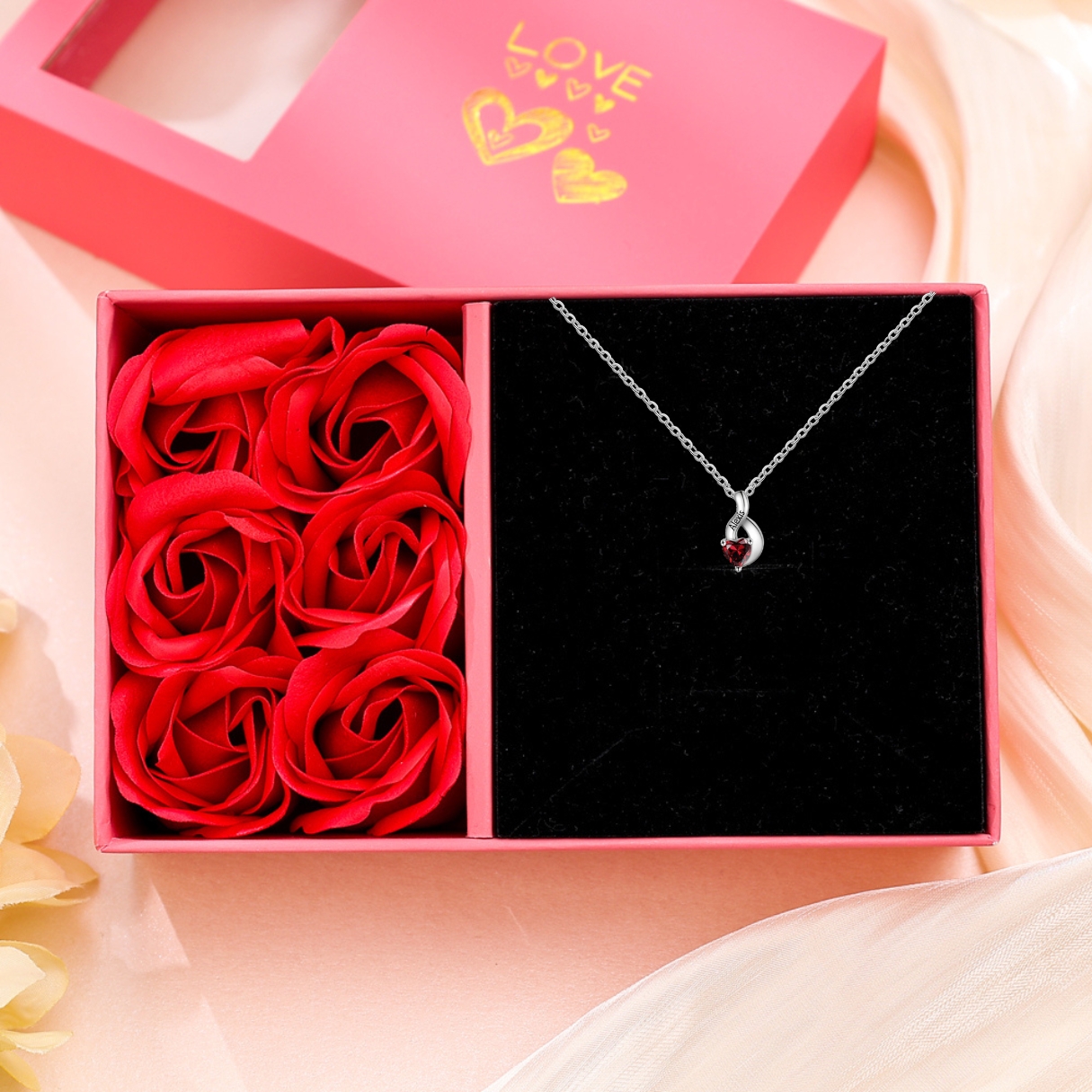 Collar de corazón 1-6 nombres y piedras personalizados-Jessemade ES