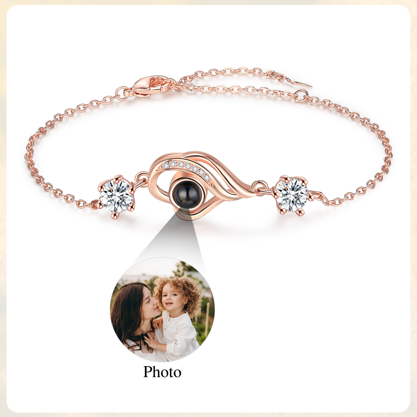 Pulsera con proyección de foto en color para mujer dije de corazón, Brazalete de proyección-Jessemade ES