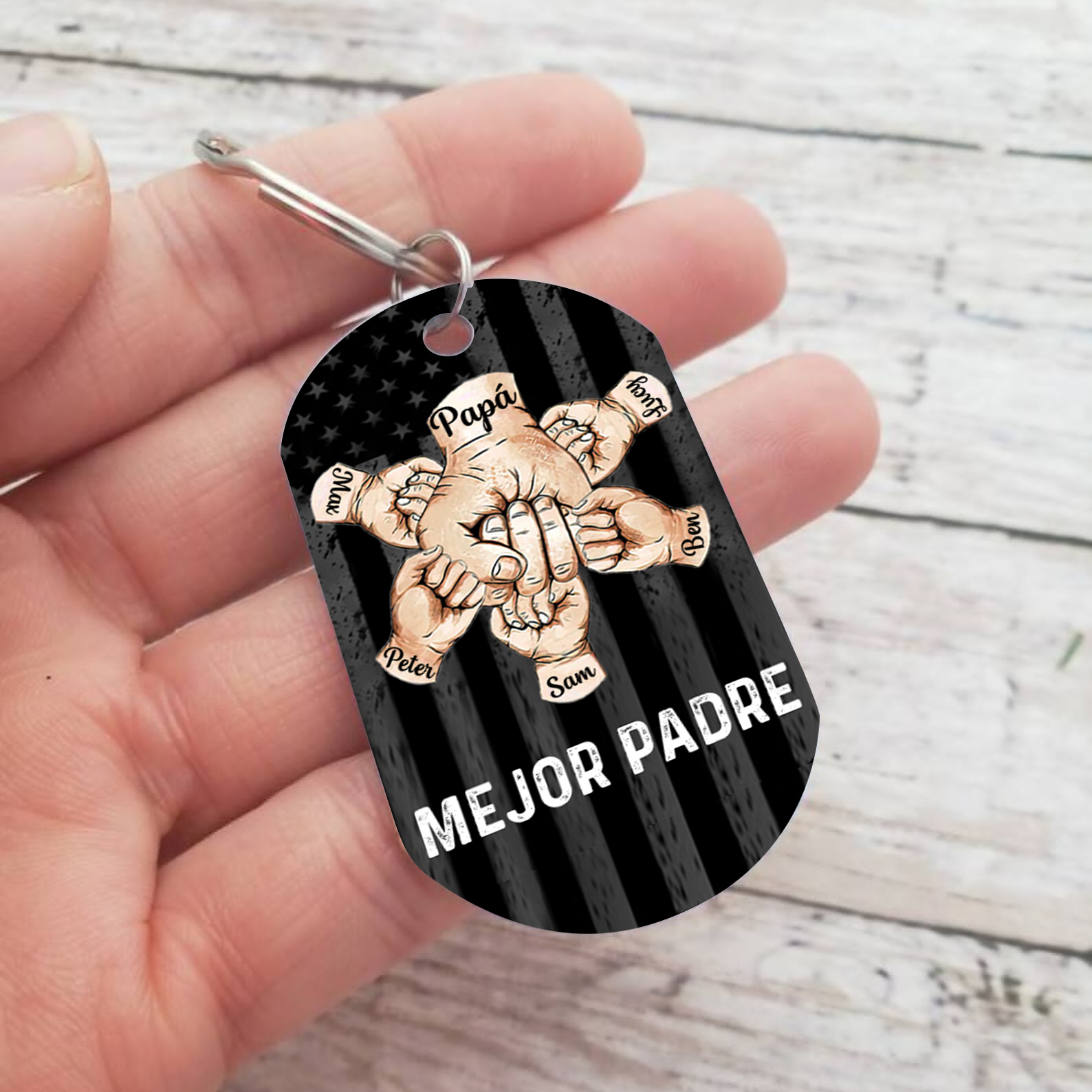 A mi papá-Llavero 1-7 Nombres Personalizados Puño con Puño-Jessemade ES