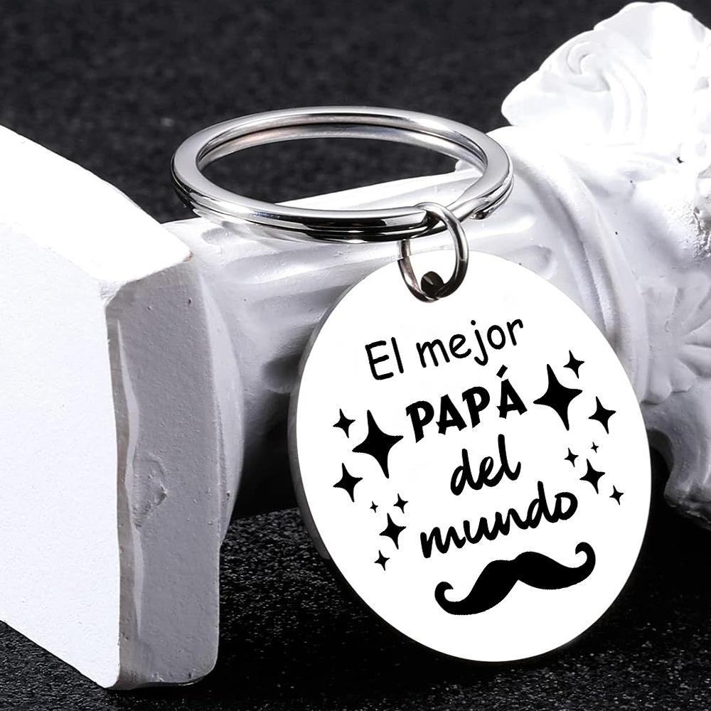 A mi papá-Llavero de placa redonda "el mejor papá"-Jessemade ES