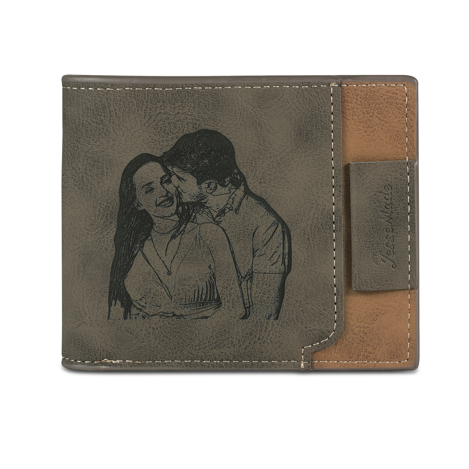 Cartera, billetera personalizada con 1 foto, 1 nombre y 1 letra monedero para hombre-Jessemade ES
