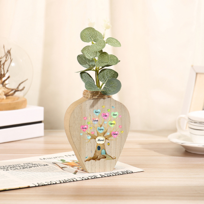 Florero de madera árbol de corazones 8 nombres personalizados con texto decoración del hogar-Jessemade ES
