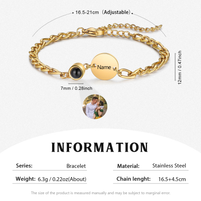 Pulsera con proyección de foto en color para mujer personalizada con 1 nombre Brazalete de proyección-Jessemade ES