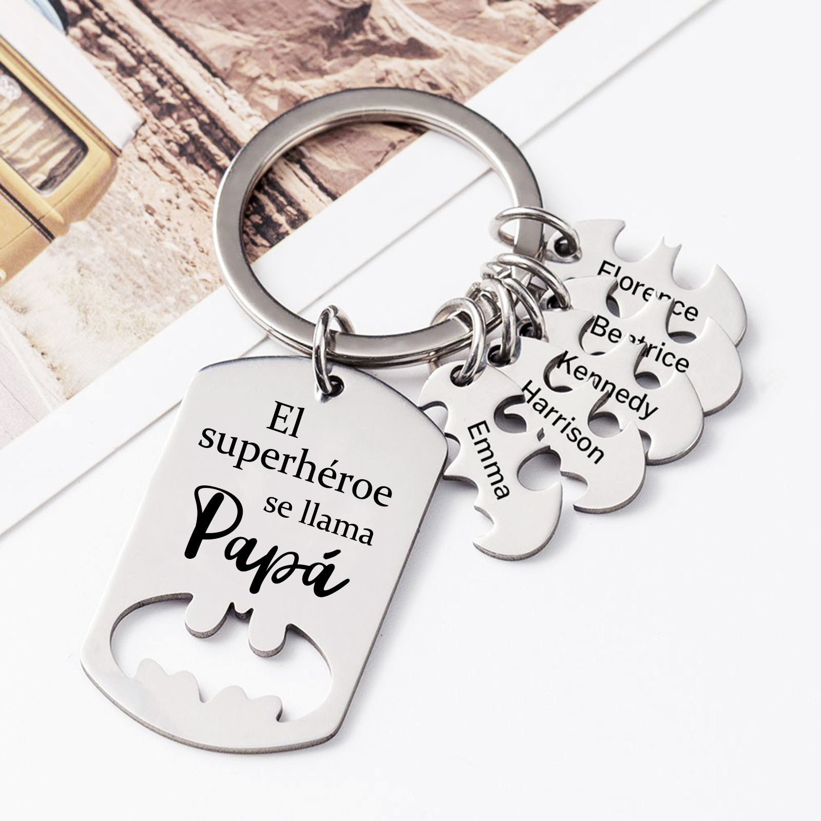 A mi papá-Llavero 1-5 Nombres Personalizados Batman-Jessemade ES