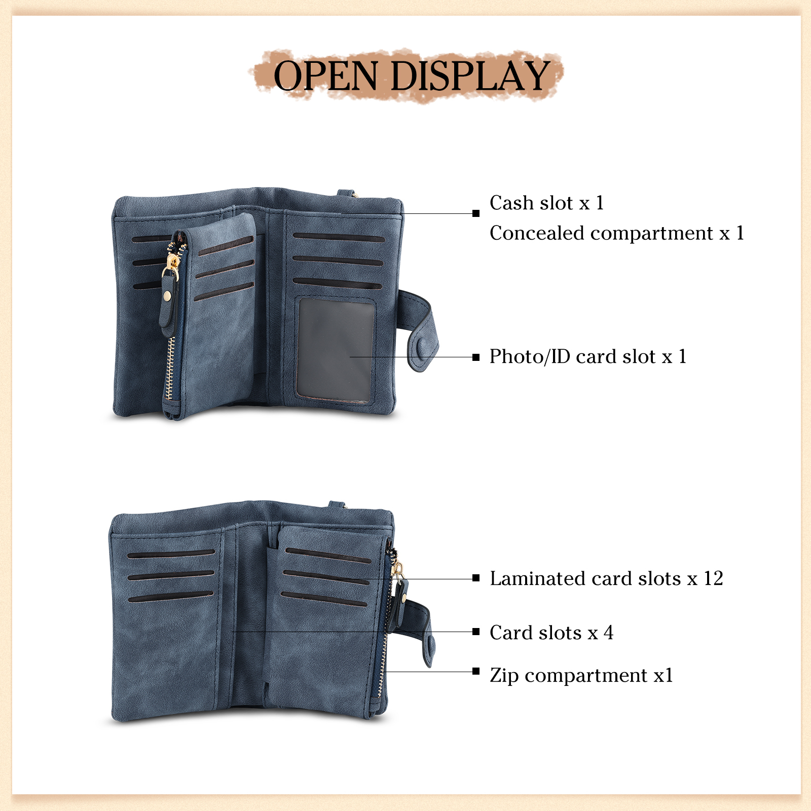 Cartera, billetera con 1 nombre y 1 flor de nacimiento personalizados monedero clásico para mujer