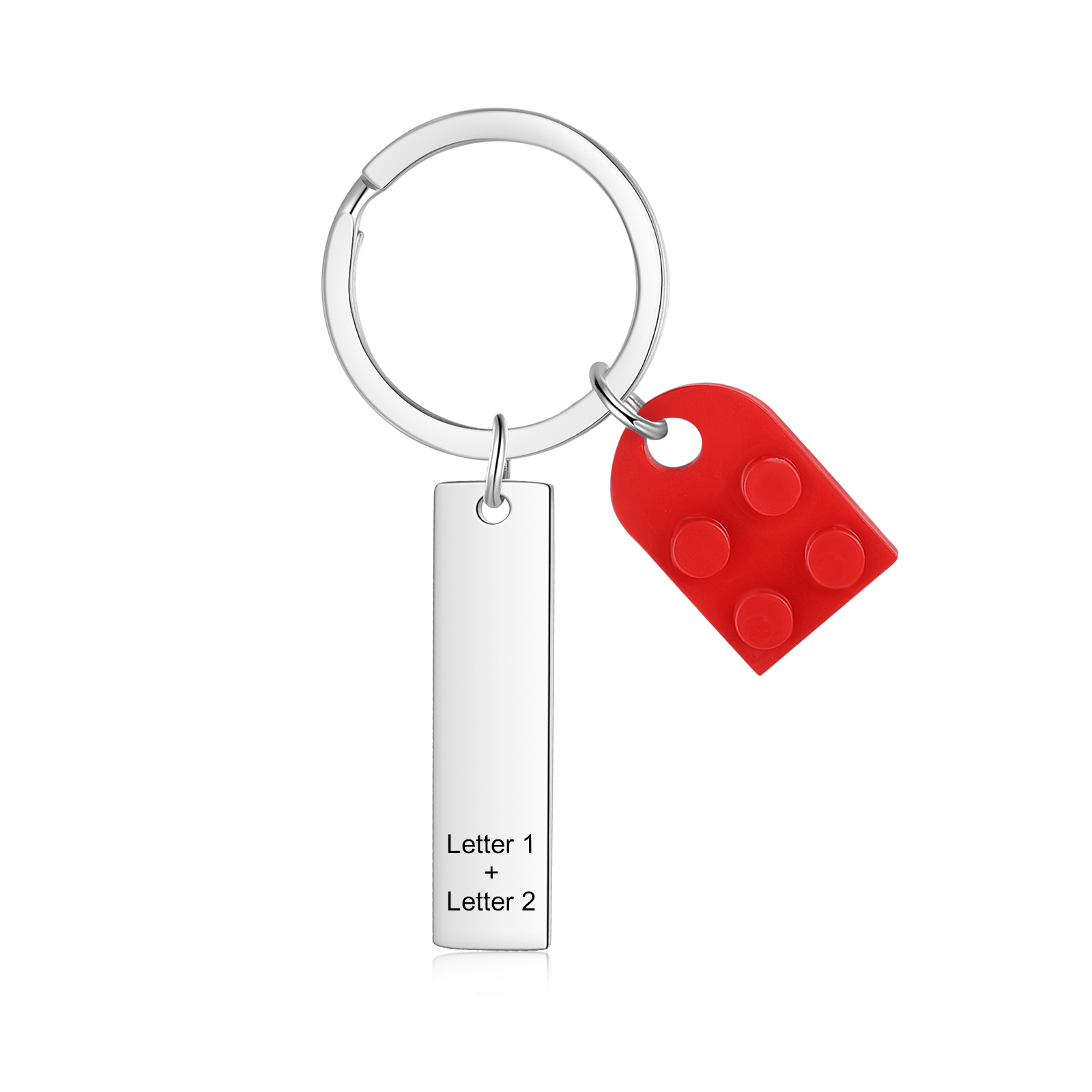 Llavero con piezas de corazón para pareja 2 letras personalizadas-Jessemade ES