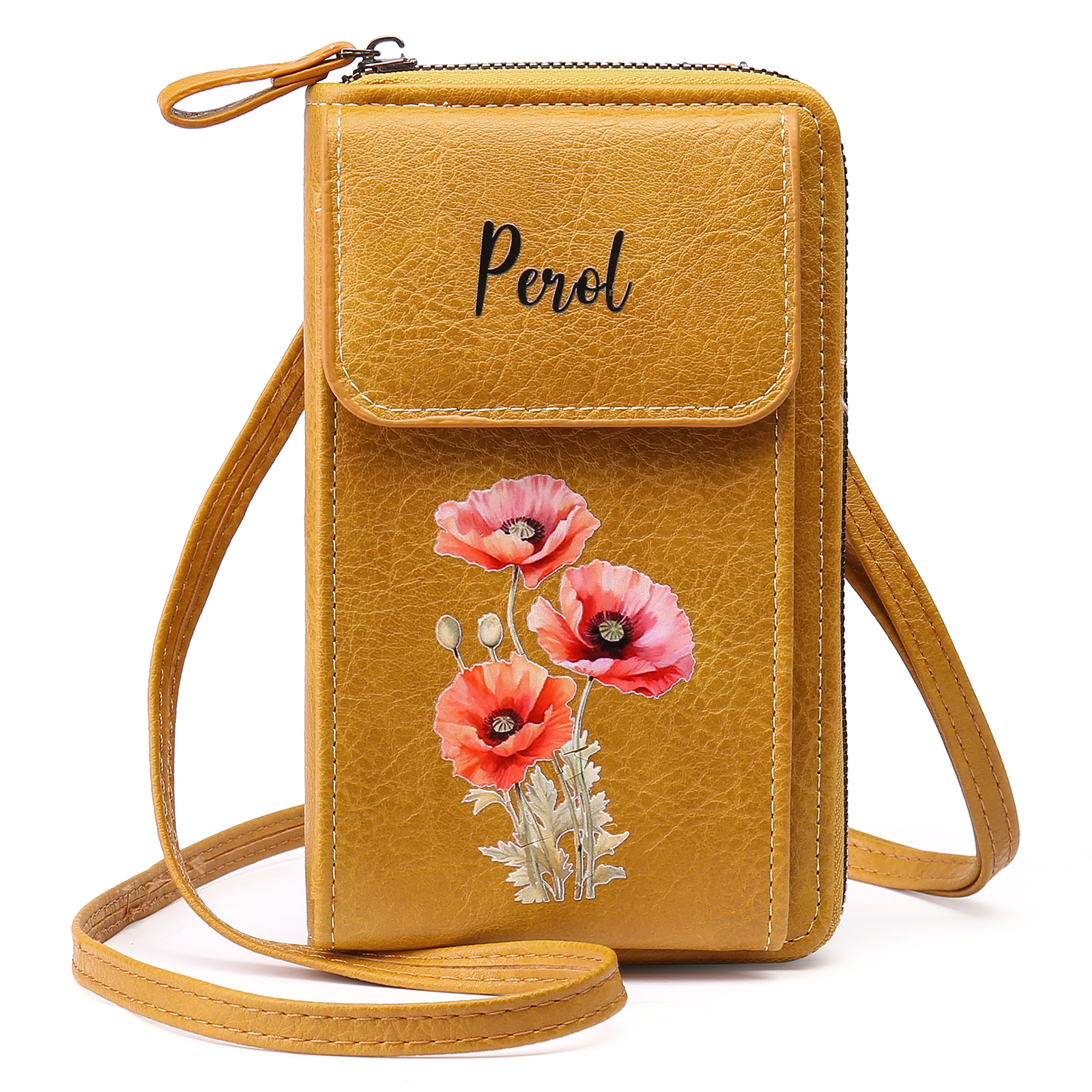 Cartera, billetera con 1 nombre y 1 flor de nacimiento personalizados monedero clásico para mujer-Jessemade ES