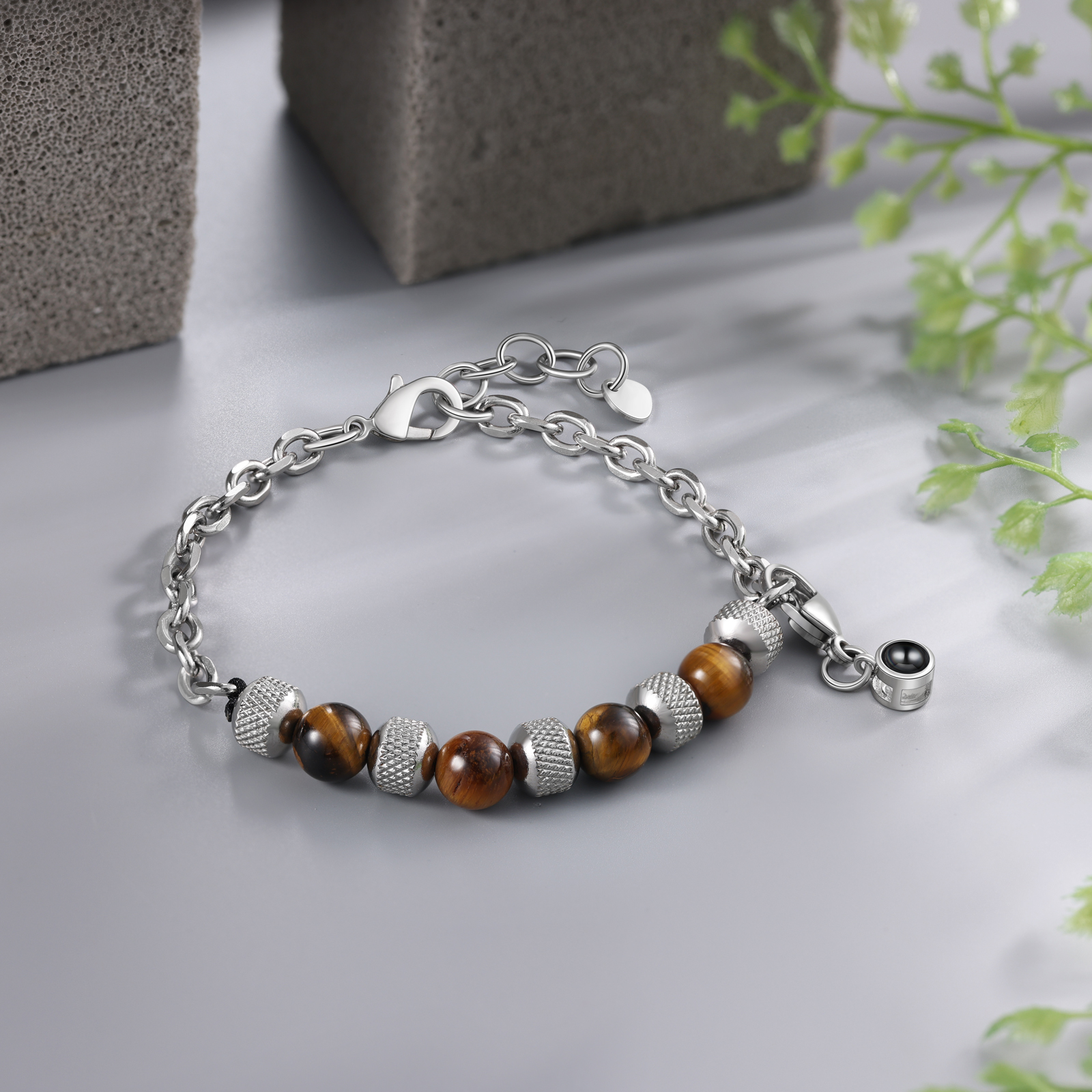 Pulsera de piedras con colgante de proyección de foto en color -Jessemade ES