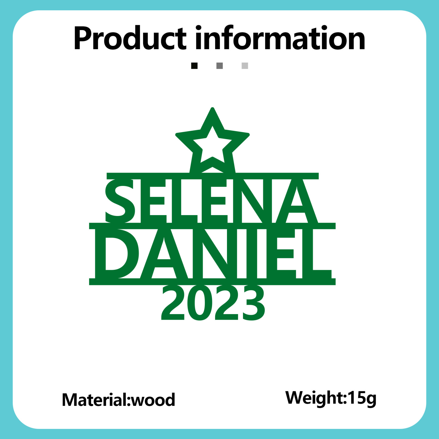 Navidad-Ornamento navideño de madera árbol de nombres con 2 nombres y año personalizados