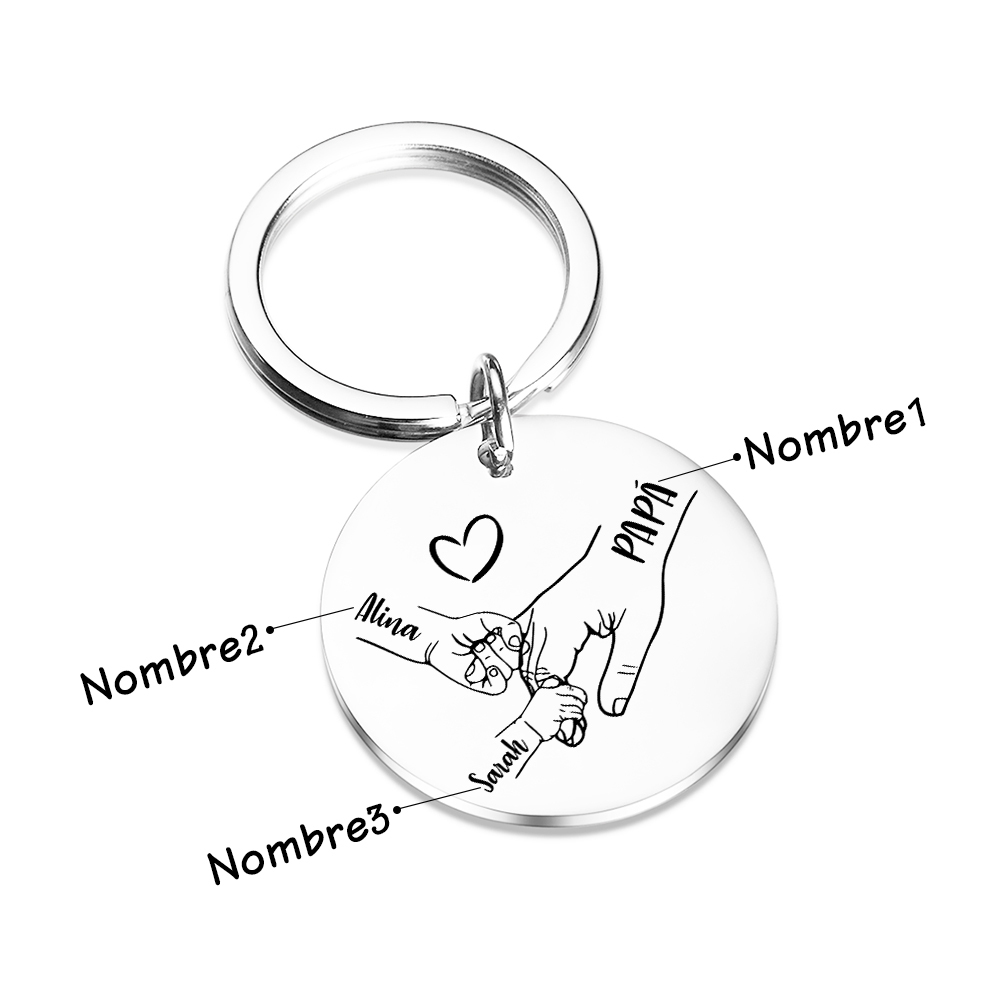 A Mi Papá-Unidad de llavero y cartera con caja personalizados con 3 nombres-Jessemade ES