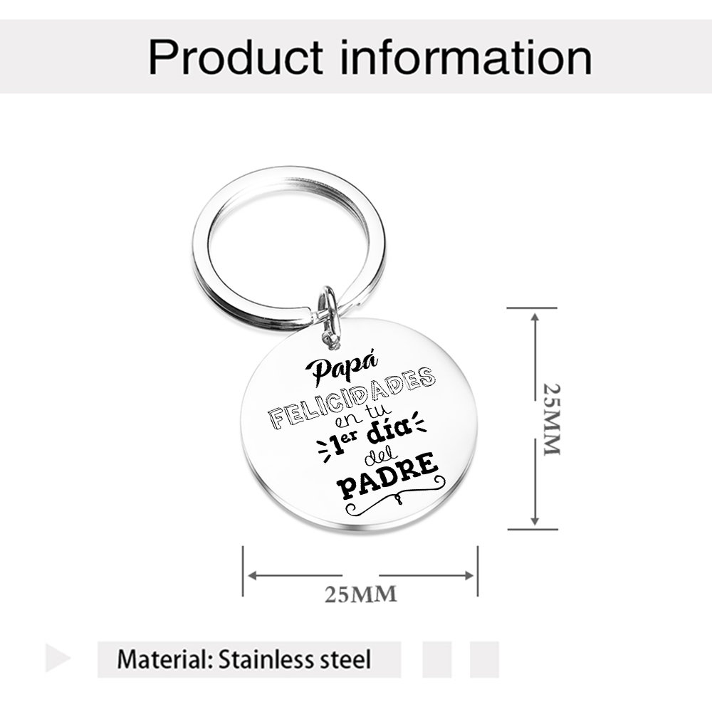 A mi papá-Llavero de placa redonda El 1er Día del PADRE personalizado con 1 nombre-Jessemade ES