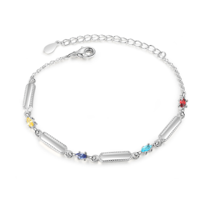 Pulsera infinito para mujer y placa personalizada con 4 nombres y 4 piedras de nacimiento-Jessemade ES