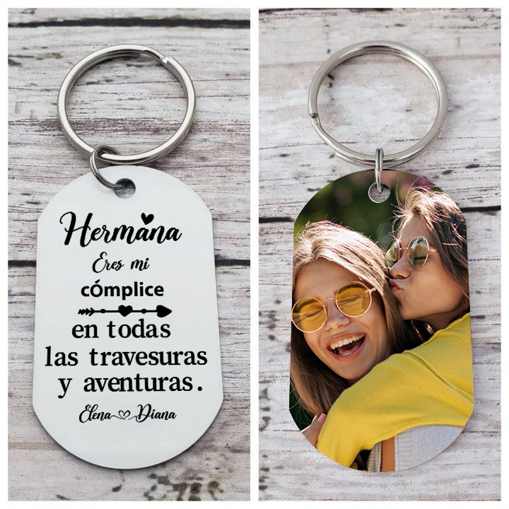 A mi hermana - Llavero con 2 nombres personalizados con foto-Jessemade ES