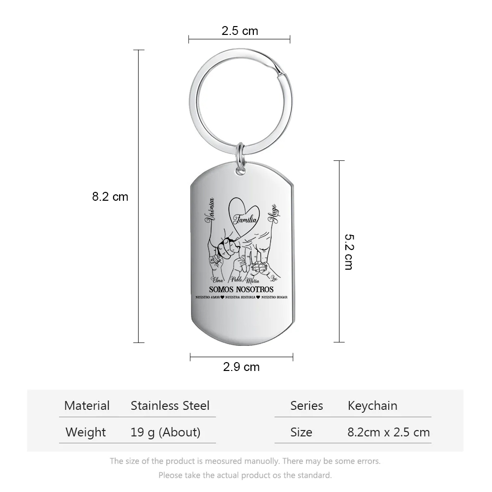 A familia-Llavero 2-6 Nombres Personalizados MANOS COGIDAS-Jessemade ES