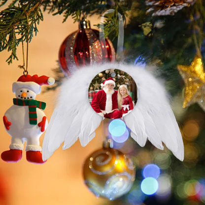 Navidad-Ornamento navideño alas de ángel con 1 foto personalizada adorno del árbol