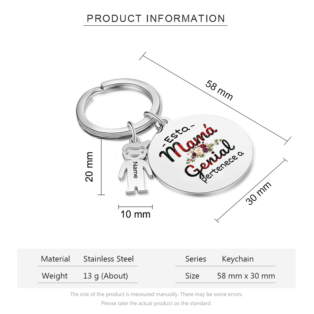 A mi mamá - Llavero 1-5 Nombres Personalizado con Charms de Niños-Jessemade ES