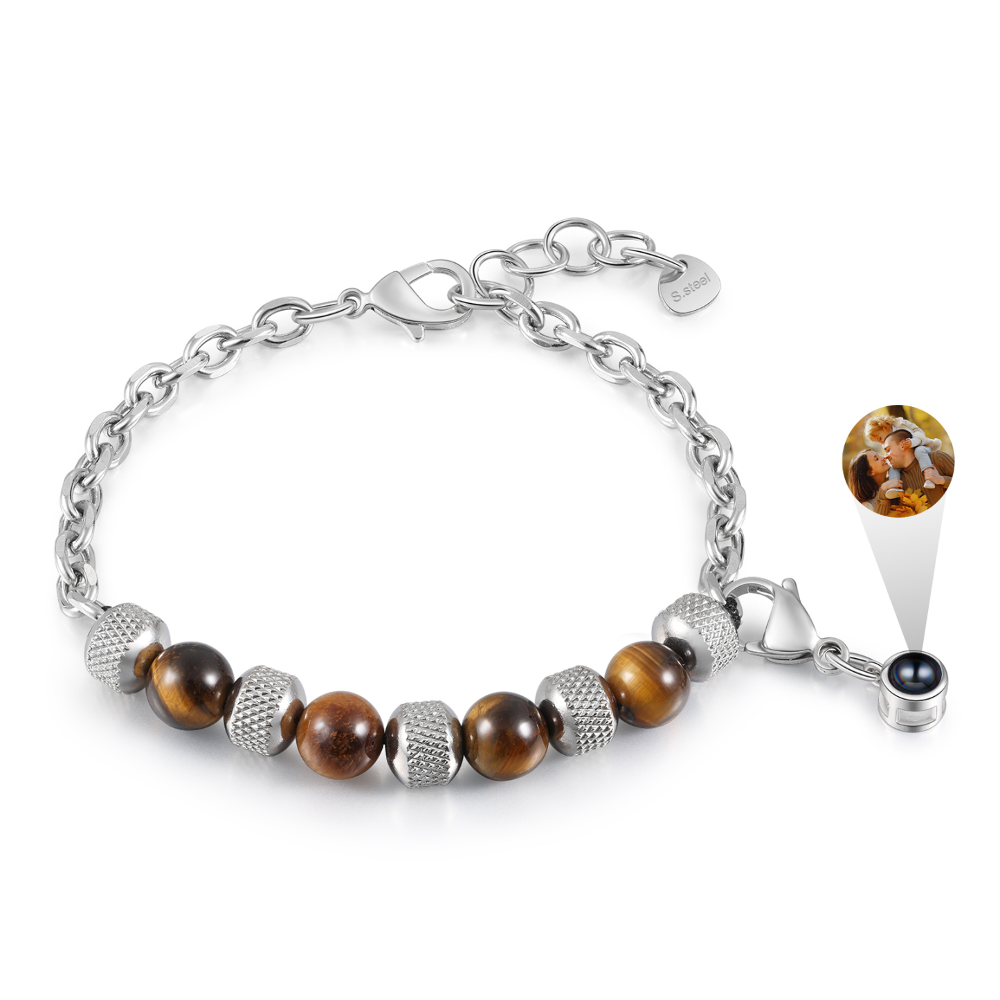Pulsera de piedras con colgante de proyección de foto en color -Jessemade ES