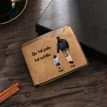 A mi papá-Cartera, billetera clásica siluetas 2-3 nombres personalizados para hombre monedero-Jessemade ES