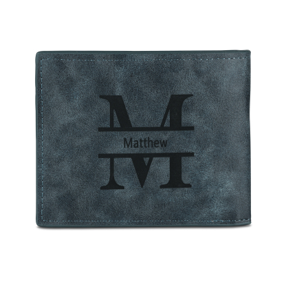 Cartera, billetera personalizada con 1 foto, 1 nombre y 1 letra monedero para hombre-Jessemade ES