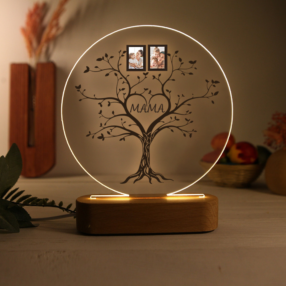 A mi mamá/abuela-Lámpara 3D Ilusión Luz de Noche Personalizada con 2-6 Fotos y 1 Texto-Jessemade ES