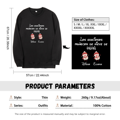 Familia-Sudadera "Muñecos de nieve" 3 nombres personalizados-Jessemade ES
