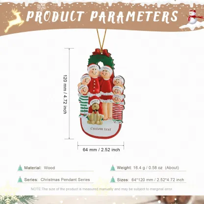 Navidad-Muñecos Ornamentos Navideños con Perro 8 Nombres y 1 Año con Texto Personalizados Adorno de Madera