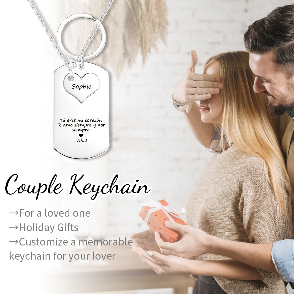 Collar y Llavero Combinación 2 nombres personalizadas para pareja-Jessemade ES